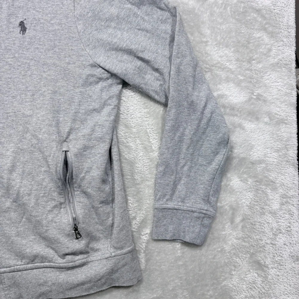 Polo Ralph Lauren Track Jacket Mens L Gray Full Zip Bomber Jersey Knit Pony Logo